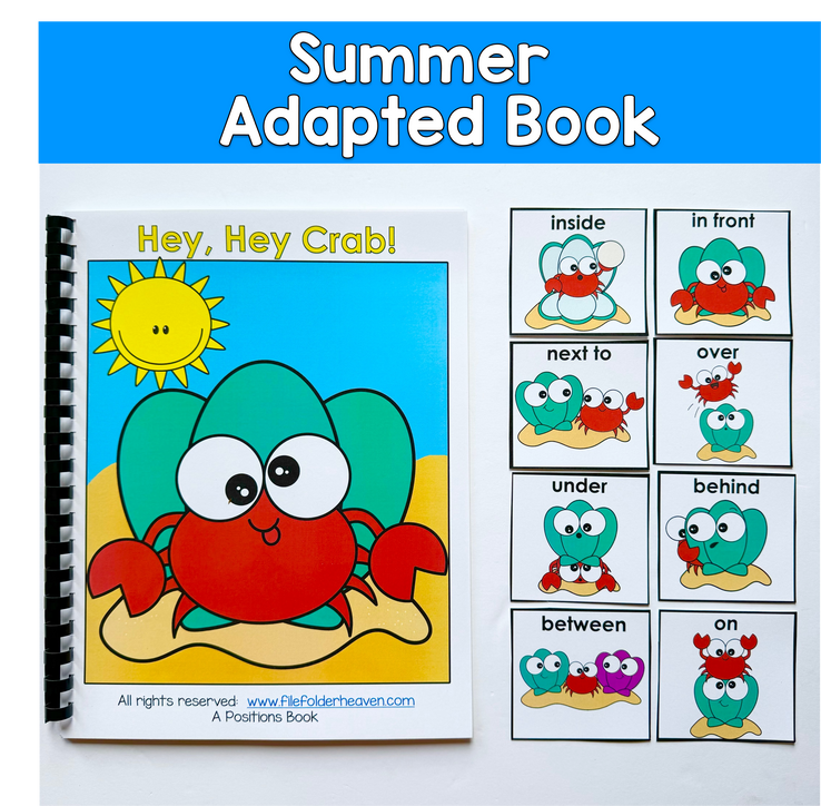 Beach Prepositions Adapted Book: HEY HEY CRAB!